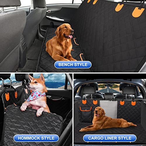 EasyHaWei Dog Car Seat Cover for Back Seat 600D Scratchproof Nonslip Durable Waterproof Cars Pet Backseat Covers with Mesh Window Dogs Hammock for Car，SUV, Truck (54" W x 58" L)