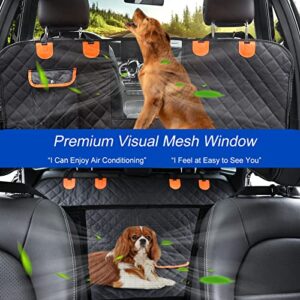 EasyHaWei Dog Car Seat Cover for Back Seat 600D Scratchproof Nonslip Durable Waterproof Cars Pet Backseat Covers with Mesh Window Dogs Hammock for Car，SUV, Truck (54" W x 58" L)