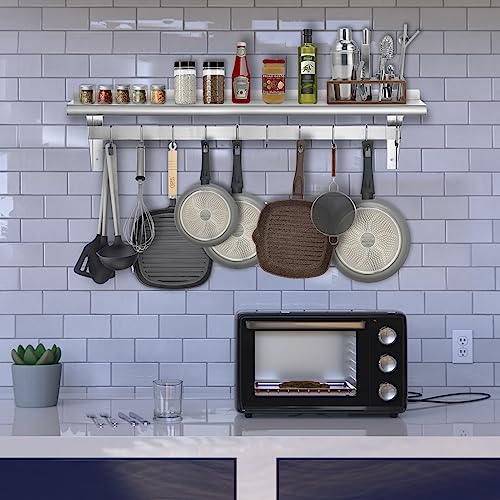 AmGood 12" x 60" Stainless Steel Wall Mounted Pot Rack with Shelf | NSF Certified