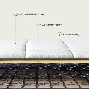 Mellow 6 Inch Classic Bonnell Spring Mattress, Comfort Foam Top with Innerspring Base, CertiPUR-US Certified Foam, Twin
