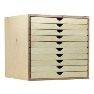 stamp-n-storage drawer cabinet with 10 single drawers for ikea (will fit ikea kallax shelving) natural wood color