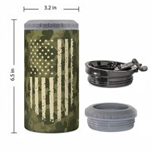 Macorner Can Cooler American Flag - Stainless Steel Insulated Slim Can Cooler for 12 oz & 16 oz Regular or Slim Cans & Bottles - Funny Birthday Christmas Gifts for Him Dad Grandpa Drinking Lovers