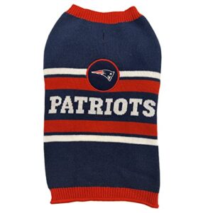 nfl new england patriots dog sweater, size extra large. warm and cozy knit pet sweater with nfl team logo, best puppy sweater for large and small dogs