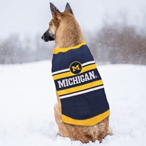 NCAA Michigan Wolverines Dog Sweater, Size Extra Small. Warm and Cozy Knit Pet Sweater with NCAA Team Logo, Best Puppy Sweater for Large and Small Dogs