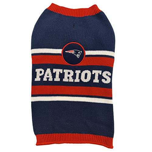 NFL New England Patriots Dog Sweater, Size Small. Warm and Cozy Knit Pet Sweater with NFL Team Logo, Best Puppy Sweater for Large and Small Dogs