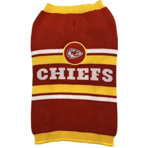 pets first nfl kansas city chiefs dog sweater, size extra large. warm and cozy knit pet sweater with nfl team logo, best puppy sweater for large and small dogs, team color (kcc-4179-xl)