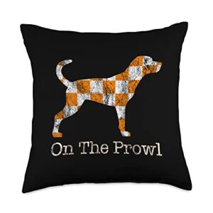 tennessee state flag home shirt co. tennessee hound on the prowl vol dog knoxville fan game gift throw pillow, 18x18, multicolor