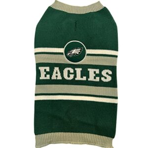 nfl philadelphia eagles dog sweater, size small. warm and cozy knit pet sweater with nfl team logo, best puppy sweater for large and small dogs