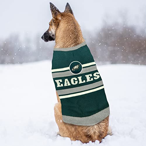 NFL Philadelphia Eagles Dog Sweater, Size Small. Warm and Cozy Knit Pet Sweater with NFL Team Logo, Best Puppy Sweater for Large and Small Dogs
