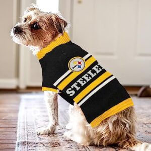 NFL Pittsburgh Steelers Dog Sweater, Size Small. Warm and Cozy Knit Pet Sweater with NFL Team Logo, Best Puppy Sweater for Large and Small Dogs