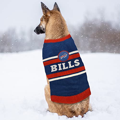 Pets First NFL Buffalo Bills Dog Sweater, Size Extra Small. Warm and Cozy Knit Pet Sweater with NFL Team Logo, Best Puppy Sweater for Large and Small Dogs, Team Color (BUF-4179-XS)