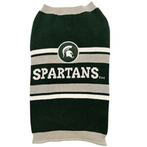 pets first ncaa michigan state spartans dog sweater, size extra small. warm and cozy knit pet sweater with ncaa team logo, best puppy sweater for large and small dogs, team color (ms-4179-xs)