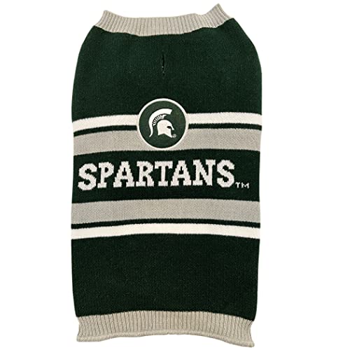 Pets First NCAA Michigan State Spartans Dog Sweater, Size Extra Small. Warm and Cozy Knit Pet Sweater with NCAA Team Logo, Best Puppy Sweater for Large and Small Dogs, Team Color (MS-4179-XS)