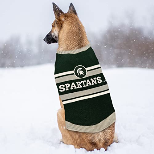 Pets First NCAA Michigan State Spartans Dog Sweater, Size Extra Small. Warm and Cozy Knit Pet Sweater with NCAA Team Logo, Best Puppy Sweater for Large and Small Dogs, Team Color (MS-4179-XS)