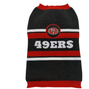 pets first nfl san francisco 49ers dog sweater, warm and cozy knit pet sweater with nfl team logo, best puppy sweater for large and small dogs, team color, medium (san-4179-md)