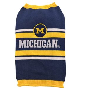 pets first ncaa michigan wolverines dog sweater, size large. warm and cozy knit pet sweater with ncaa team logo, best puppy sweater for large and small dogs, team color (mi-4179-lg)