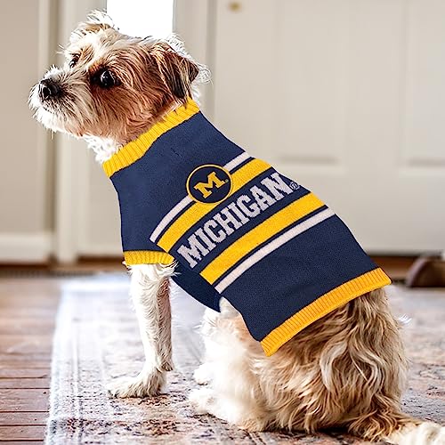 Pets First NCAA Michigan Wolverines Dog Sweater, Size Large. Warm and Cozy Knit Pet Sweater with NCAA Team Logo, Best Puppy Sweater for Large and Small Dogs, Team Color (MI-4179-LG)