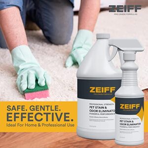 Zeiff Pet Stain and Odor Remover - Pet Odor Eliminator for Home and Professional Use - Pet Urine Enzyme Cleaner to Break Up Tough Stains - Carpet Stain Remover for Dog Urine and Cat Pee, Feces, Fluids