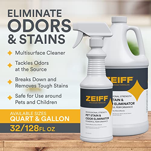 Zeiff Pet Stain and Odor Remover - Pet Odor Eliminator for Home and Professional Use - Pet Urine Enzyme Cleaner to Break Up Tough Stains - Carpet Stain Remover for Dog Urine and Cat Pee, Feces, Fluids