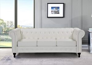 us pride furniture feinstein modern velvet living room 82.3’ wide sofa, cream