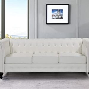 US Pride Furniture Feinstein Modern Velvet Living Room 82.3’ Wide Sofa, Cream