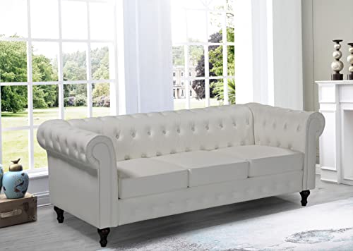 US Pride Furniture Feinstein Modern Velvet Living Room 82.3’ Wide Sofa, Cream