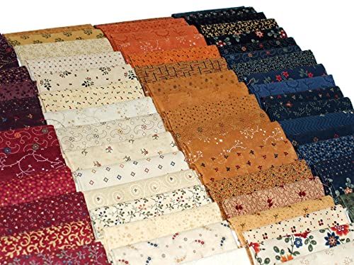 10 Fat Quarters - Kansas Troubles by Moda Fat Quarter Bundle Calico Floral Flowers Classic Reproduction Style Quality Quilters Assorted Cotton Fabrics M22805c