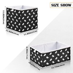 Ollabaky Halloween Cube Storage Bin, Foldable Fabric Ghost Spooky Storage Cube Basket Cloth Organizer Box with Handle for Closet Shelves, Nursery Storage Toy Bin, S