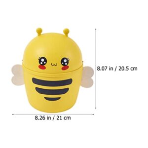 TOPBATHY Plastic Mini Wastebasket Trash Can: Cartoon Bee Desktop Trash Can with Swing Lid for Home, Office, Kitchen, Vanity Tabletop, Bedroom