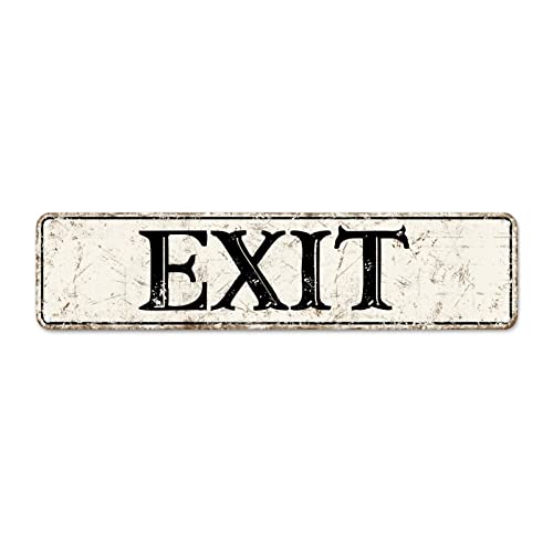 Guangpat Exit Street Signs Customized Exit Metal Sign Vintage Exit Decor Aluminum Metal Sign Farmhouse Metal Wall Sign Rustic Wall Art for Bedroom Kitchen Cafe Bar Office Garage 24x6in