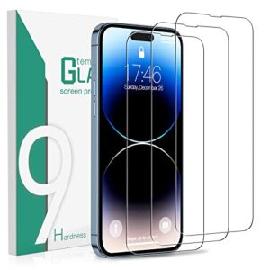 degeyoyo tempered glass screen protector compatible with iphone 14 pro max 6.7 inch, iphone 14 pro max screen protector, ultra hd, case friendly, easy install [3 pack]