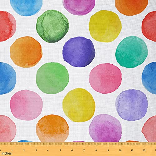 Polka Dot Fabric by The Yard, Colorful Round Upholstery Fabric, Geometric Dot Decorative Fabric, Modern Abstract Rainbow Indoor Outdoor Fabric, Oil Painting DIY Art Waterproof Fabric, 2 Yards