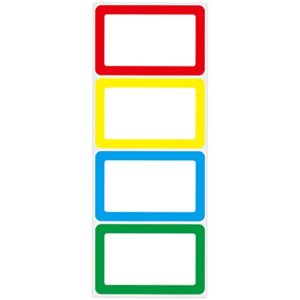 mionno 200pc 4 colors name tags labels stickers, 3.5"x2.25" colored blank name stickers category labels for office, school, meeting, kindergarten, teachers, parties, warehouses, clothes and mailing