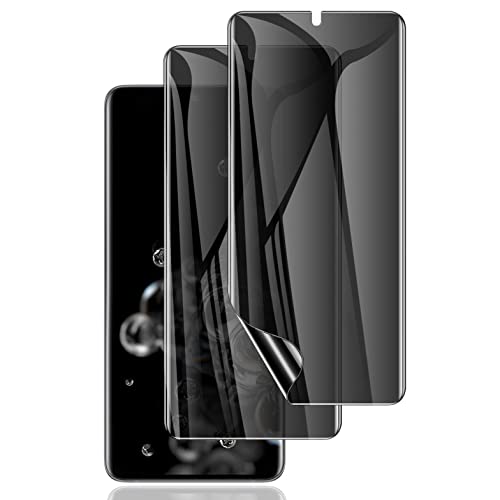 LYWHL [2 Pack] for Samsung Galaxy S20 Ultra Privacy Screen Protector, [Support Fingerprint ID] Anti-Spy Full Adhesive Flexible Film for Galaxy S20 Ultra 6.9" - Black