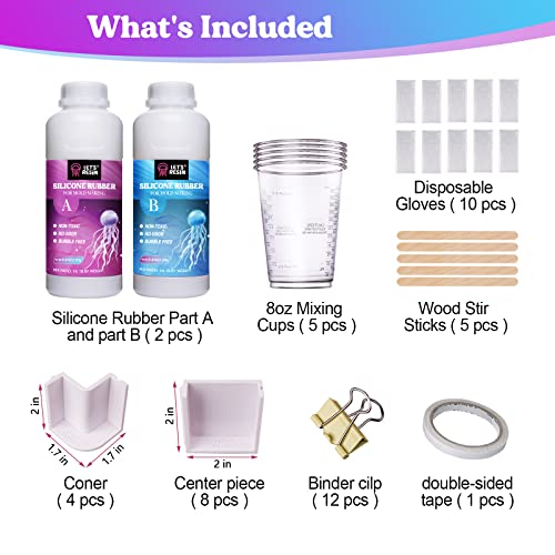 LET'S RESIN Flexible Silicone Mold Making Kit, 43oz Liquid Platinum Cured Silicone Rubber w/Mold Housing, Mixing Cups, Fast Cure Mold Making Silicone for Casting Resin Molds & Silicone Molds