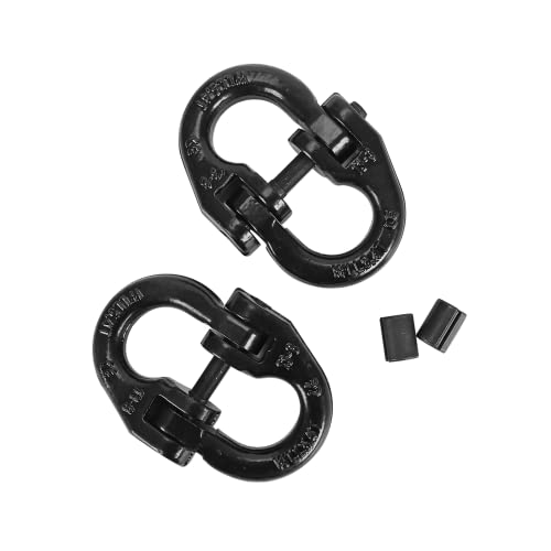 Smileracing for Truck 2PCS 1/2" Coupling Link G80 Tow Hitch Hammer Lock Safety Chain Hammerlock Black