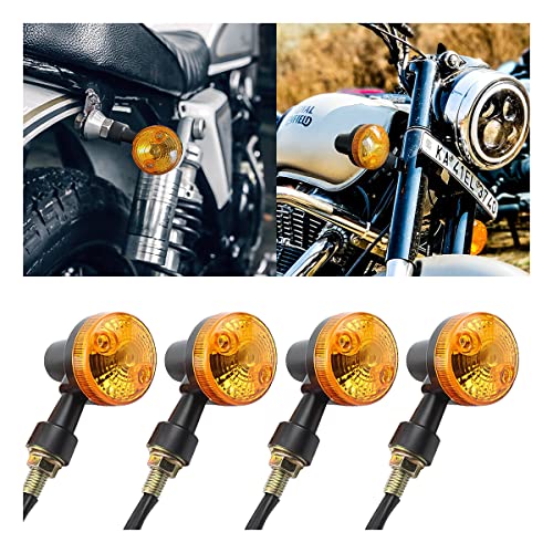 Motorcycle Round Turn Signal Lights, 4PCS 12V LED Bulbs Blinker Direction Indicator Lamp, Universal for Honda Shadow Suzuki Kawasaki Harley Yamaha (Black/4PCS)