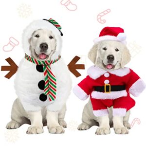 2 pieces christmas dog clothes hoodie and santa claus pet dog costume set winter puppy snowman sweater outfit xmas pet funny pajamas (small)