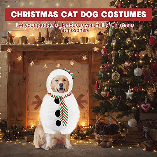 2 Pieces Christmas Dog Clothes Hoodie and Santa Claus Pet Dog Costume Set Winter Puppy Snowman Sweater Outfit Xmas Pet Funny Pajamas (Small)