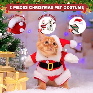 2 Pieces Christmas Dog Clothes Hoodie and Santa Claus Pet Dog Costume Set Winter Puppy Snowman Sweater Outfit Xmas Pet Funny Pajamas (Small)