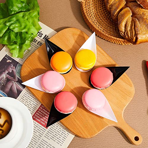 200 Pcs 4 Inch Tear Drop Appetizer Spoons Mini Appetizer Plates Reusable Spoons Tasting Spoons Plates Catering Supplies Disposable for Serving Small Desserts Cakes Bowls Serving Cup (White, Black)