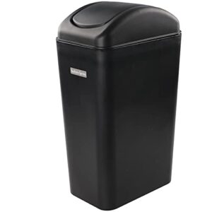 xyskin 3.5 gallon plastic trash can with swing lid, bathroom garbage bin, black