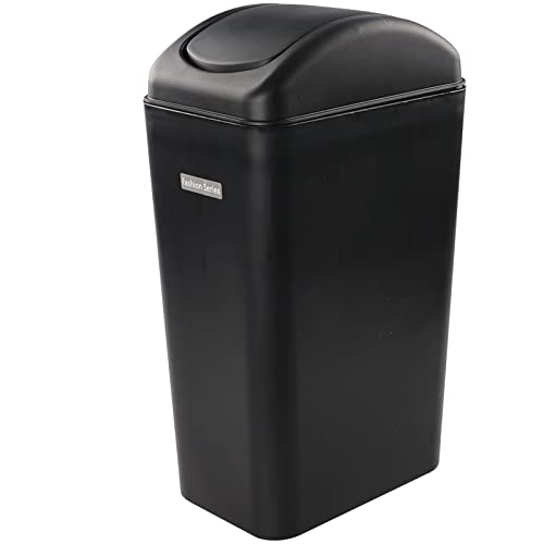 Xyskin 3.5 Gallon Plastic Trash Can with Swing Lid, Bathroom Garbage Bin, Black