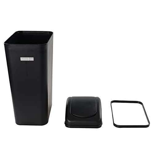 Xyskin 3.5 Gallon Plastic Trash Can with Swing Lid, Bathroom Garbage Bin, Black