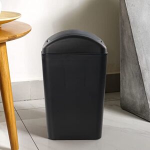 Xyskin 3.5 Gallon Plastic Trash Can with Swing Lid, Bathroom Garbage Bin, Black