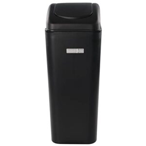 Xyskin 3.5 Gallon Plastic Trash Can with Swing Lid, Bathroom Garbage Bin, Black