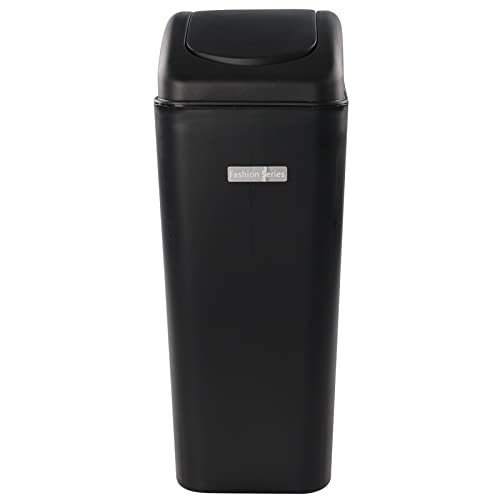 Xyskin 3.5 Gallon Plastic Trash Can with Swing Lid, Bathroom Garbage Bin, Black