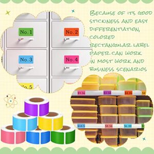 1000 Pcs Colored Sticker Labels Rolls Rectangular Label Coding Labels Classroom Labels 10 Bright Color Self Sticky Folder Labels for Boxes Folders Office Classroom Home (0.75 x 1.57 Inch)