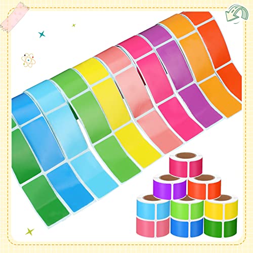 1000 Pcs Colored Sticker Labels Rolls Rectangular Label Coding Labels Classroom Labels 10 Bright Color Self Sticky Folder Labels for Boxes Folders Office Classroom Home (0.75 x 1.57 Inch)