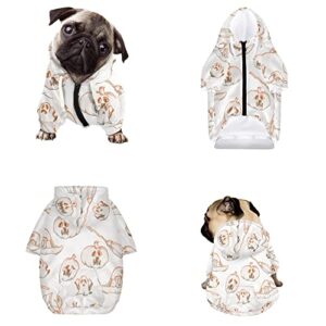 ddfs classic white color dog halloween costumes puppy clothes with pocket fashion design pumpkin pattern comfy soft flattering doggie outdoor pullover dog hoodies puppy shirts sweatshirts small size